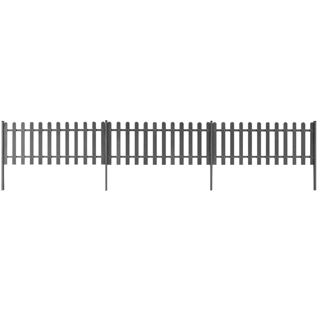 Picket Fence with Posts 3 pcs WPC 600x60 cm
