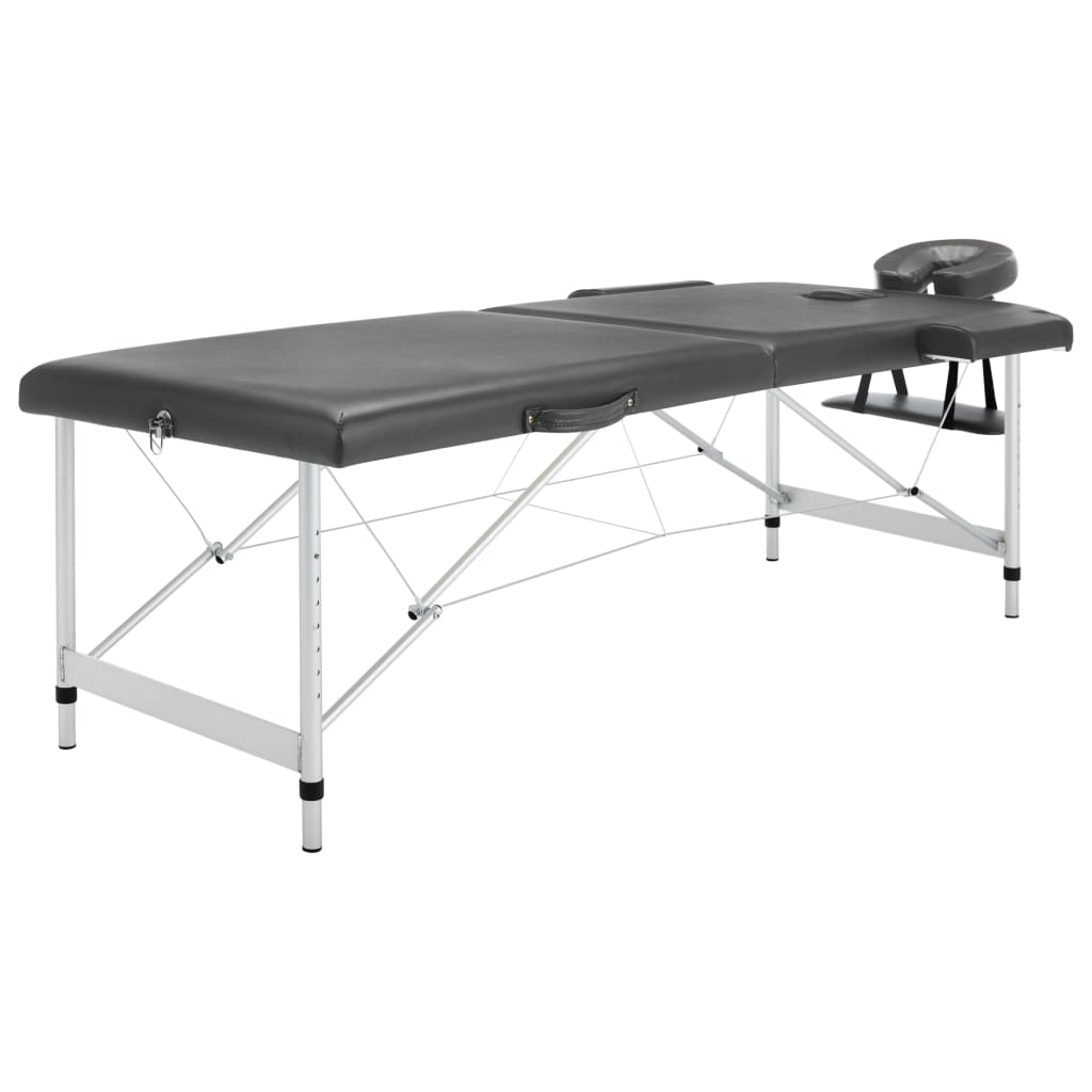 Table de massage 2 zones Cadre en aluminium Anthracite 186x68cm