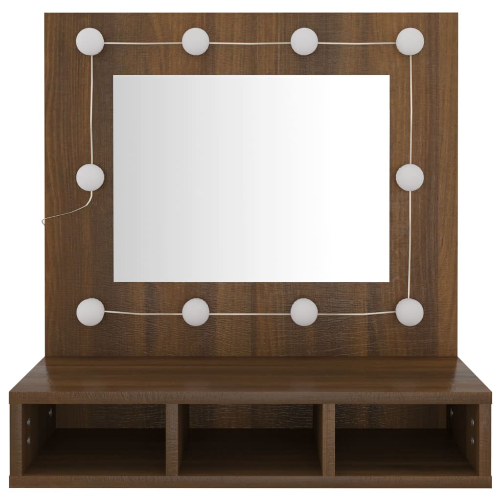 Armoire à miroir avec LED Chêne marron 60x31,5x62 cm