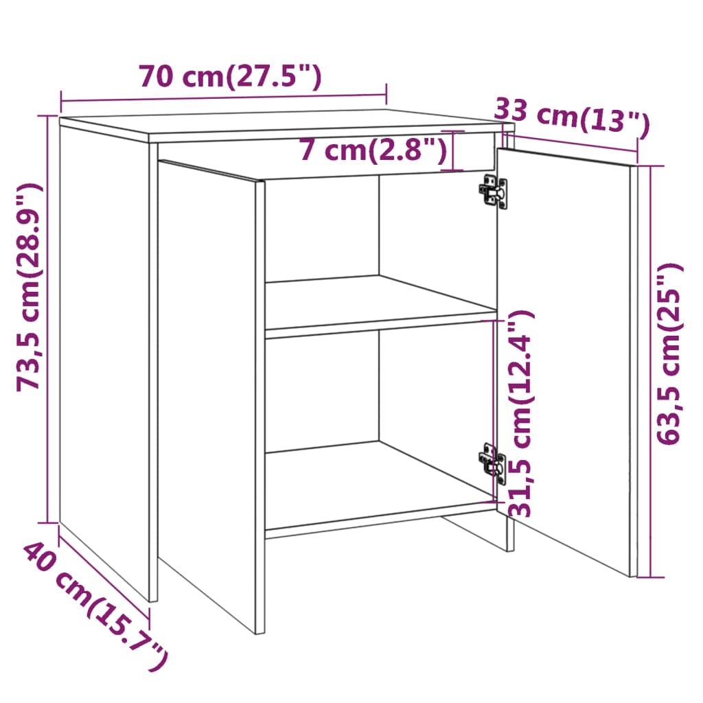 3-tlg. Sideboard Braun Eichen-Optik Holzwerkstoff
