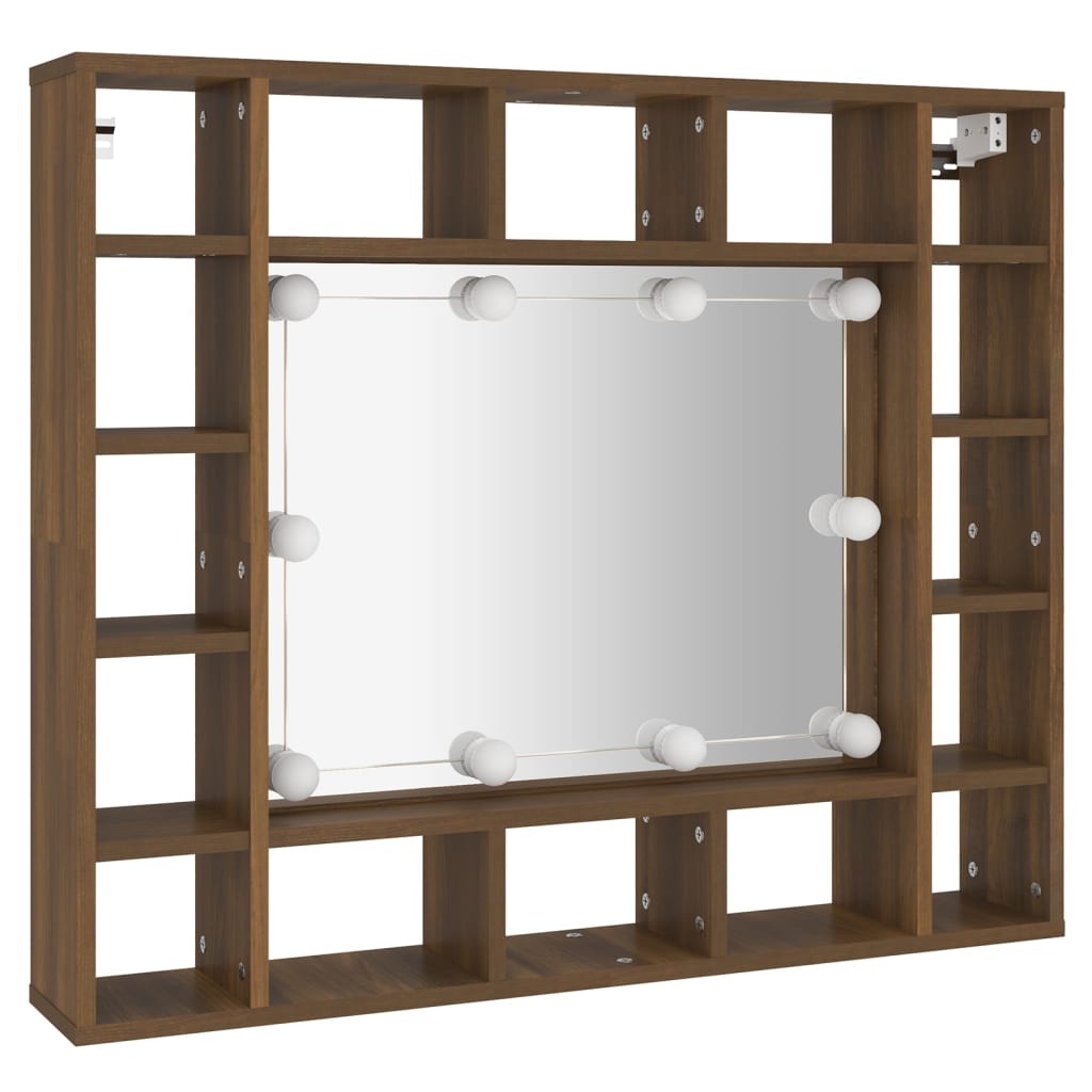 Armoire à miroir avec LED Chêne marron 91x15x76,5 cm
