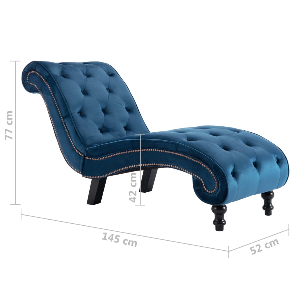 Chaise longue Bleu Velours