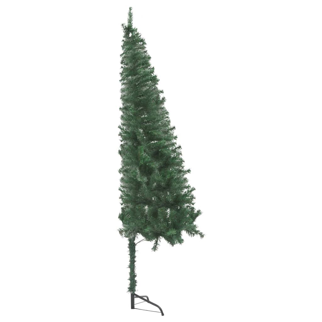 Künstlicher Eck-Weihnachtsbaum LEDs & Kugeln Grün 240 cm PVC 