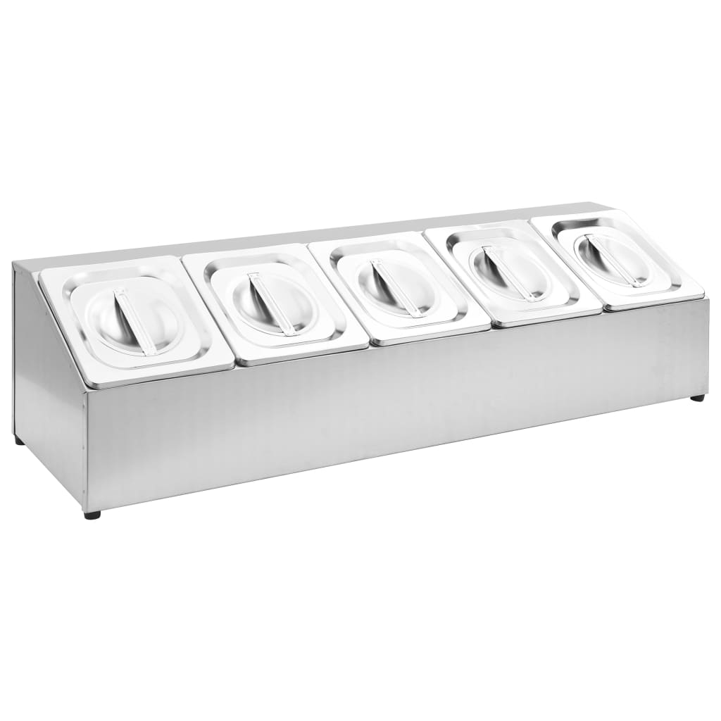 Gastronorm Container Holder with 5 GN 1/6 Pan Stainless Steel