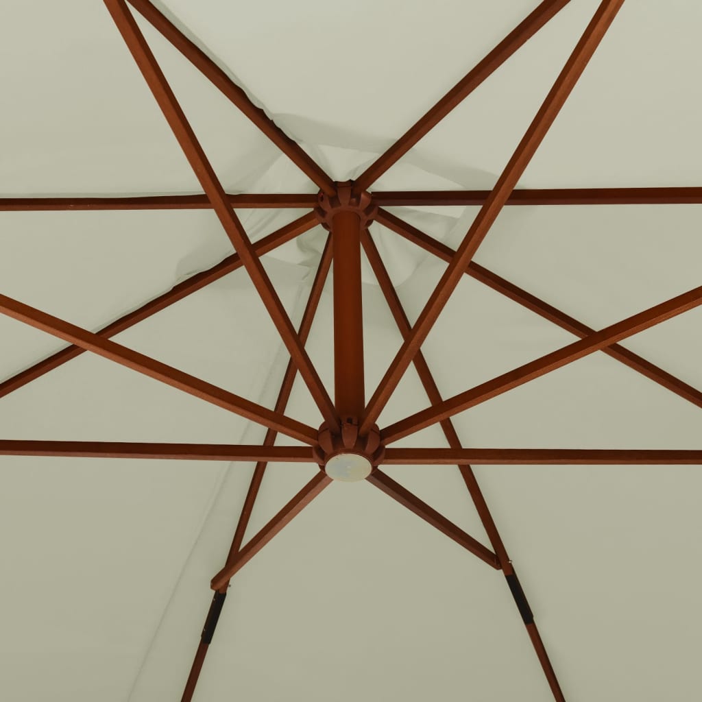 Ampelschirm mit Holzmast 300 cm Sandweiss