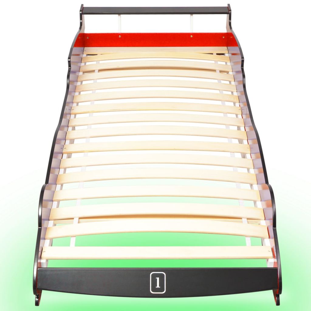Kinderbett mit LED im Rennwagen-Design 90 x 200 cm Rot
