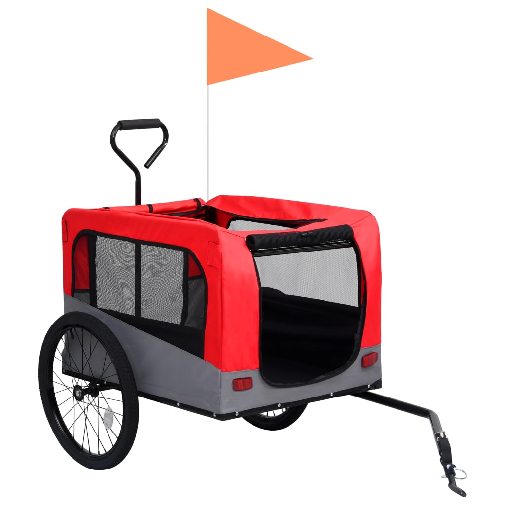2-in-1 Pet Bike Trailer & Jogging Stroller Red and Grey