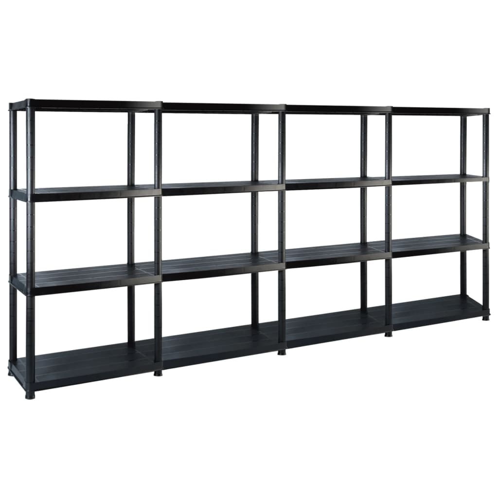 Storage Shelf 4-Tier Black 244x30.5x130 cm Plastic
