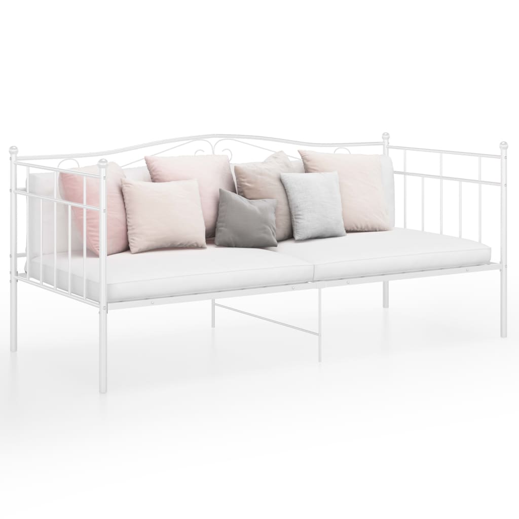 Cadre de canapé-lit blanc métal 90x200 cm