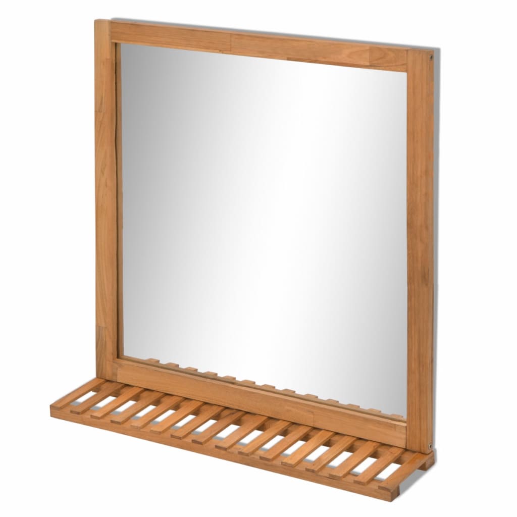 Bathroom Mirror Solid Walnut Wood 60x63 cm