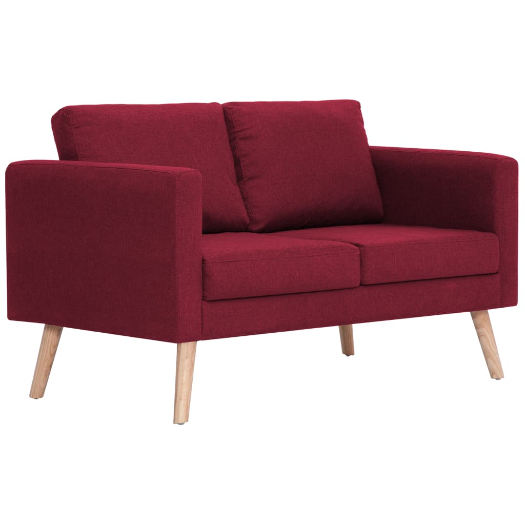 2-Seater Sofa Fabric Wine Red