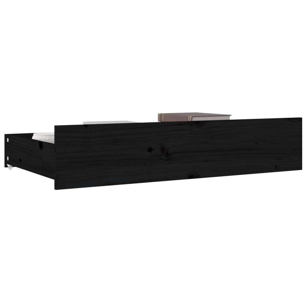 Bed Drawers 4 pcs Black Solid Wood Pine
