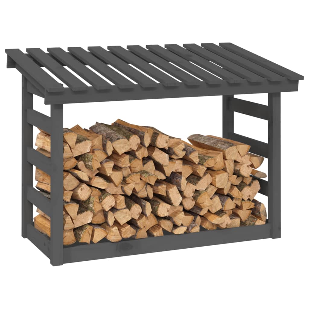 Firewood Rack Grey 108x64.5x78 cm Solid Wood Pine