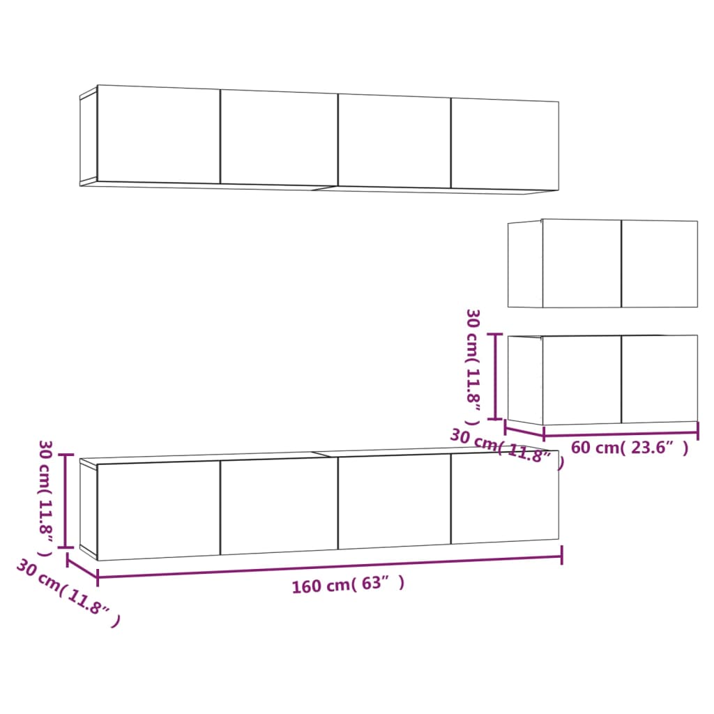 3-tlg. Sideboard-Set Grau Sonoma Holzwerkstoff