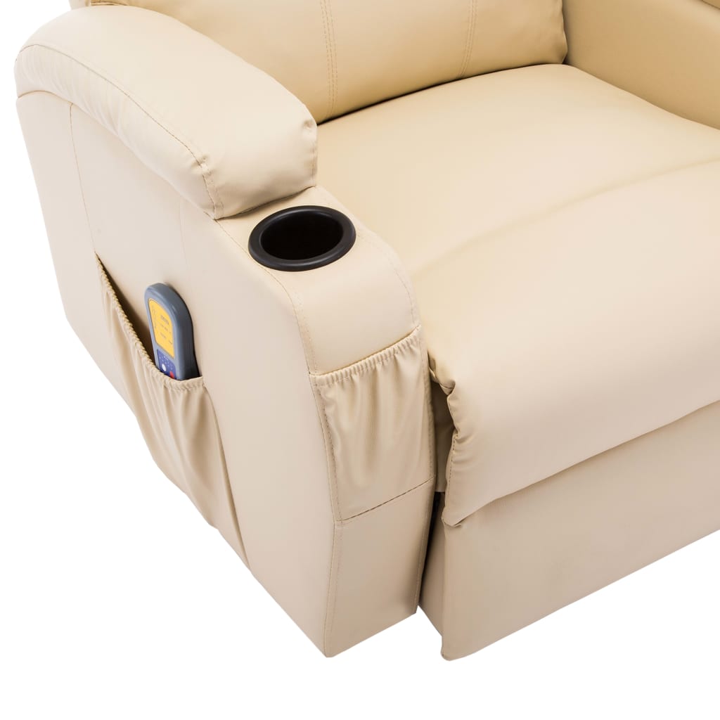 Electric Rocking Massage Chair Faux Leather Cream