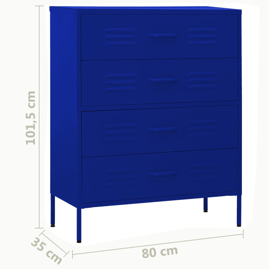 Commode Bleu marine 80x35x101,5 cm Acier
