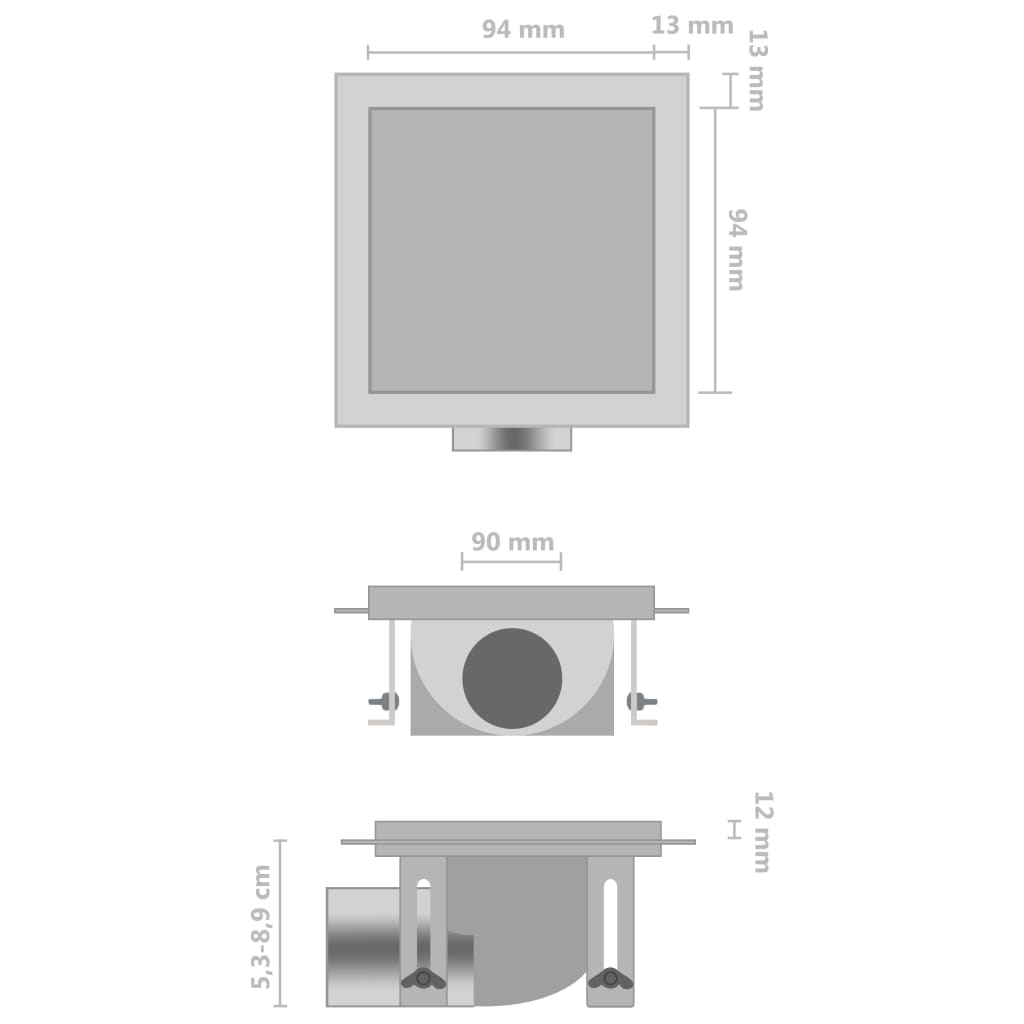 Duschablauf 2-in-1 Flacher und Flieseneinsatz-Deckel 12×12 cm