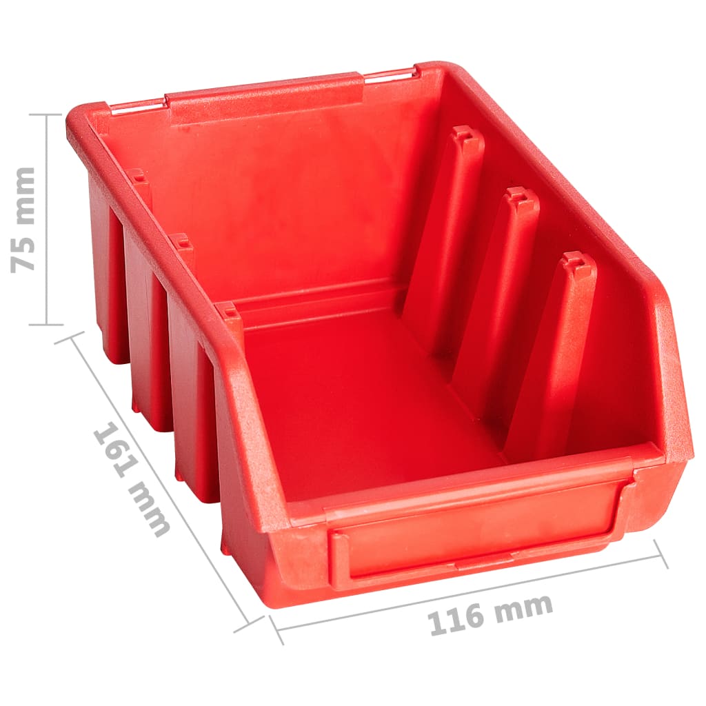29 Piece Storage Bin Kit with Wall Panels Red and Black