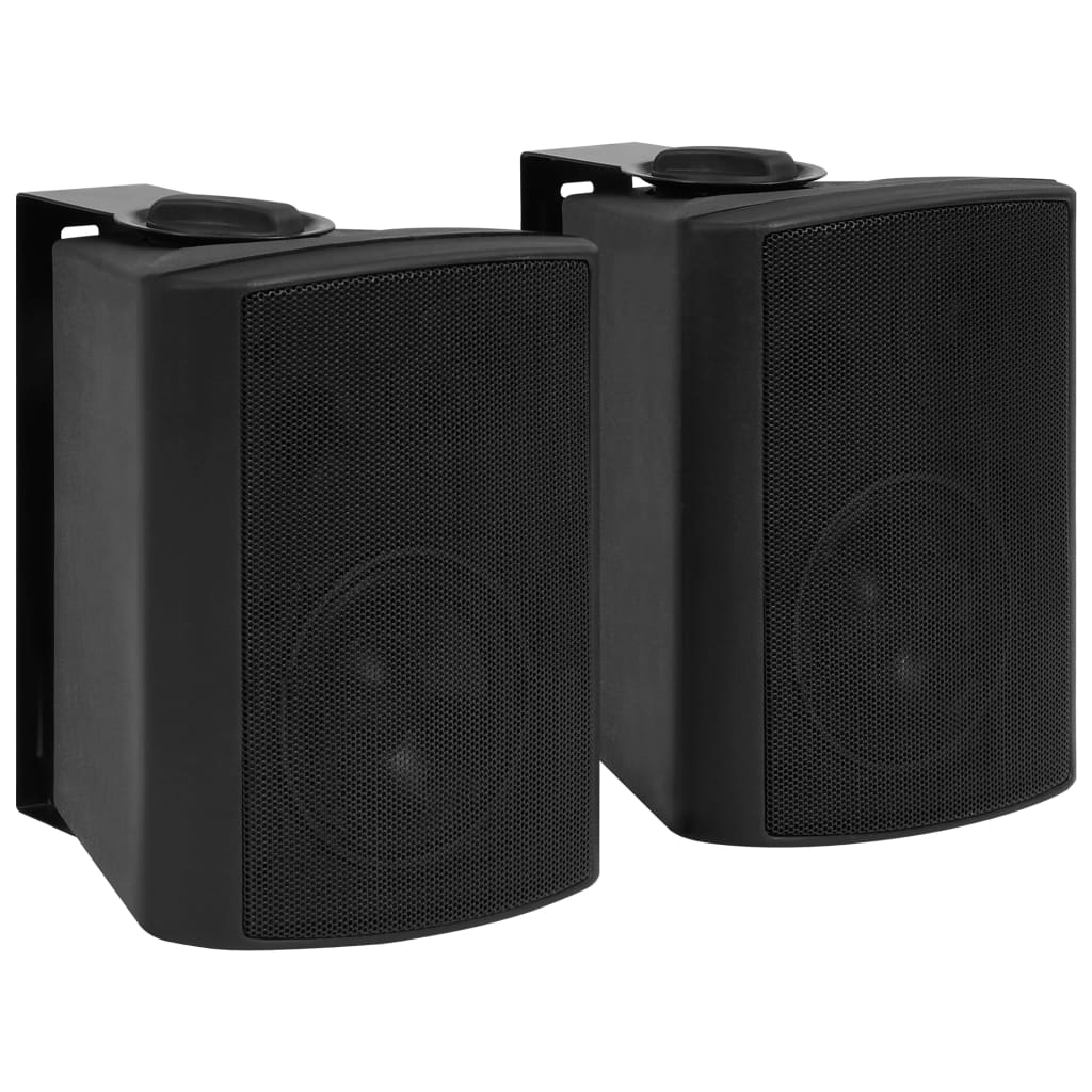 Wall-mounted Stereo Speakers 2 pcs Black Indoor Outdoor 80 W