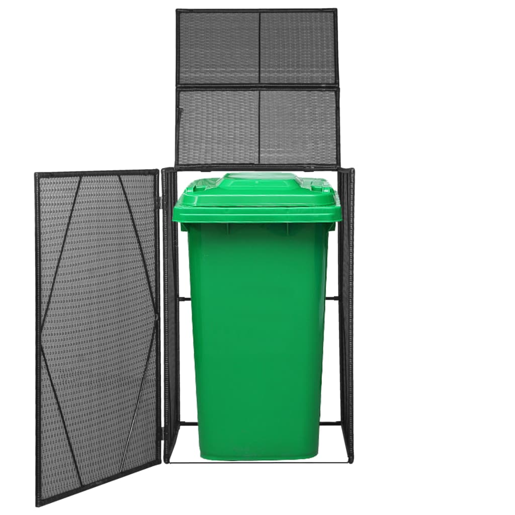 Mülltonnenbox für 1 Tonne Schwarz 76x78x120 cm Poly Rattan 