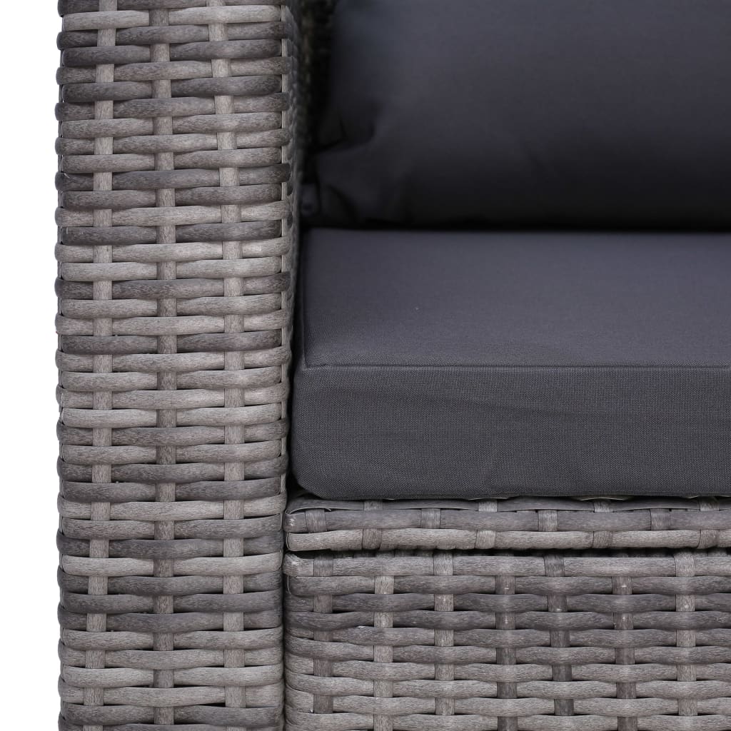 44161 Garden Chair with Cushion and Pillow Poly Rattan Grey