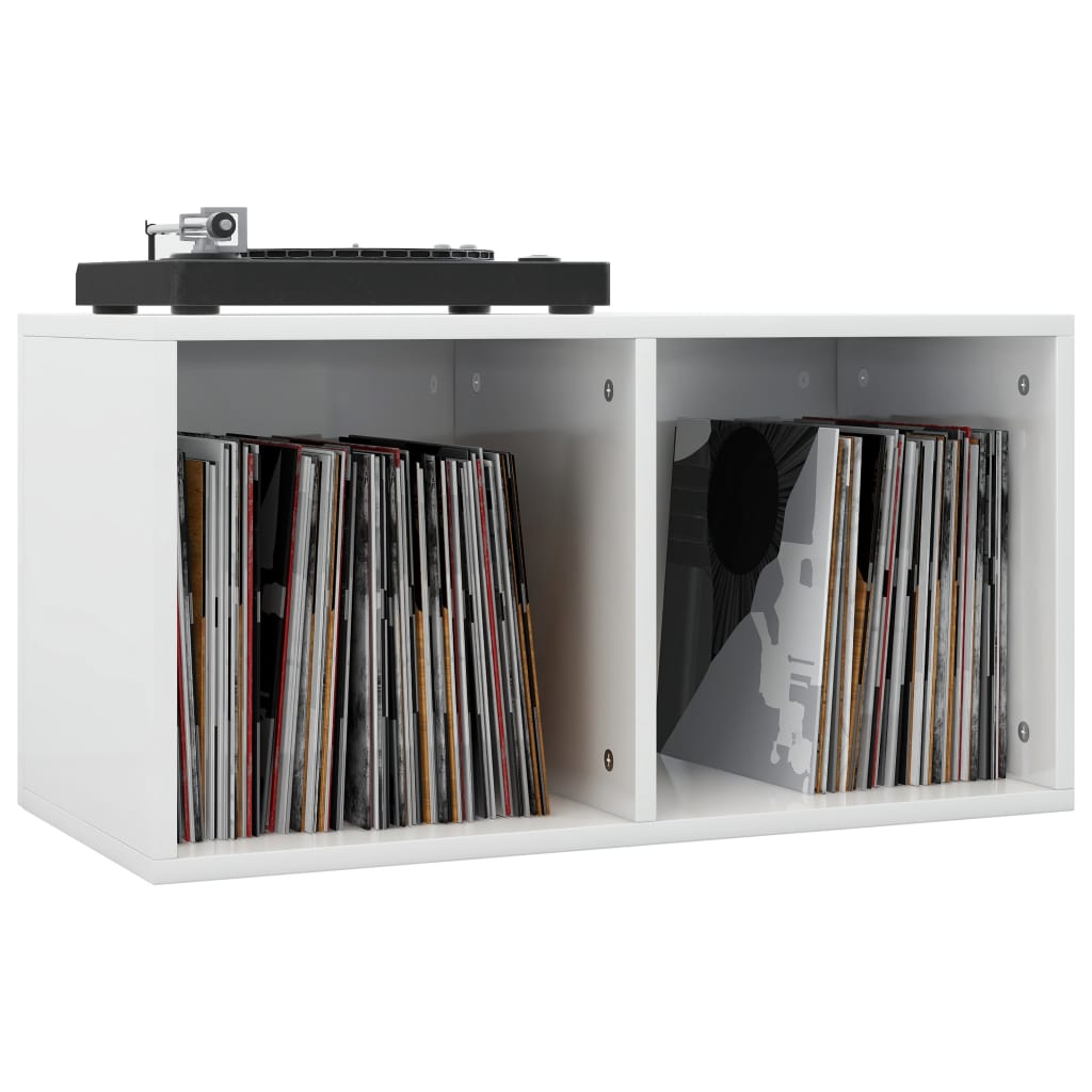 Schallplatten-Aufbewahrungsbox Hochglanz-Weiss 71x34x36 cm