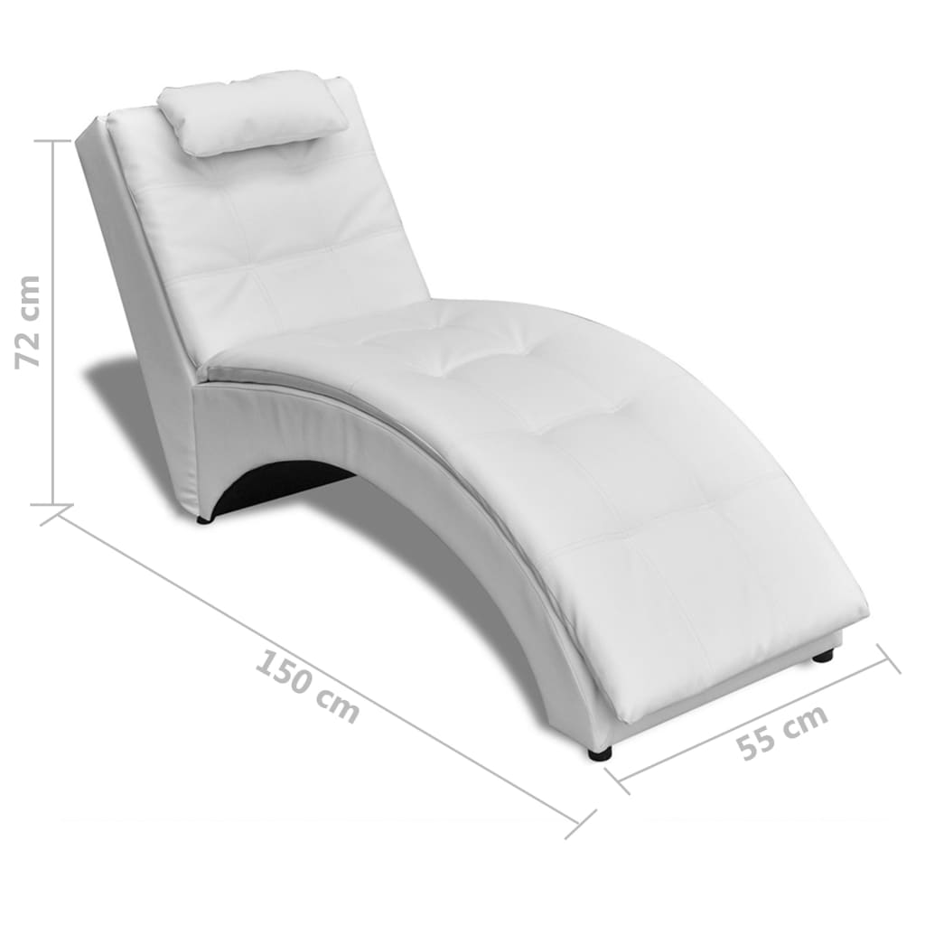 Chaise longue avec oreiller Blanc Similicuir