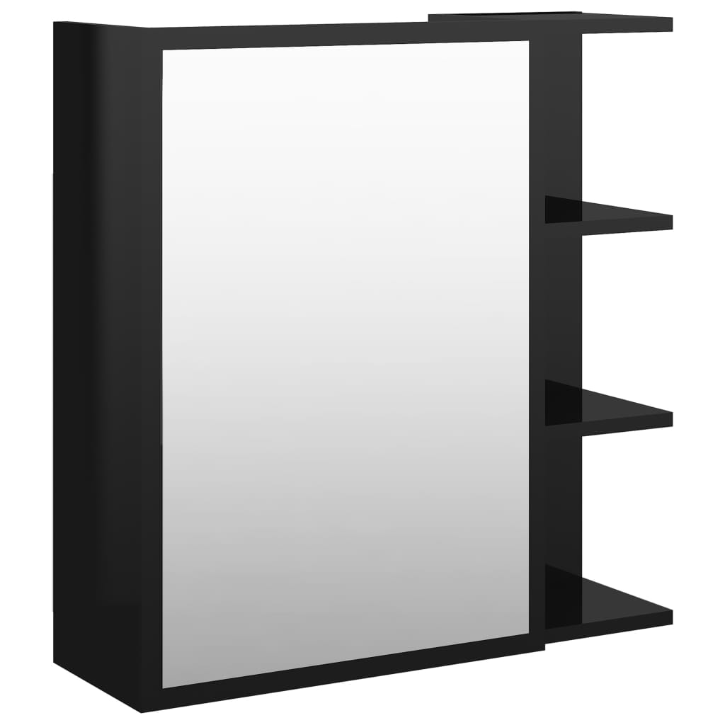 Bathroom Mirror Cabinet High Gloss Black 62.5x20.5x64 cm Chipboard
