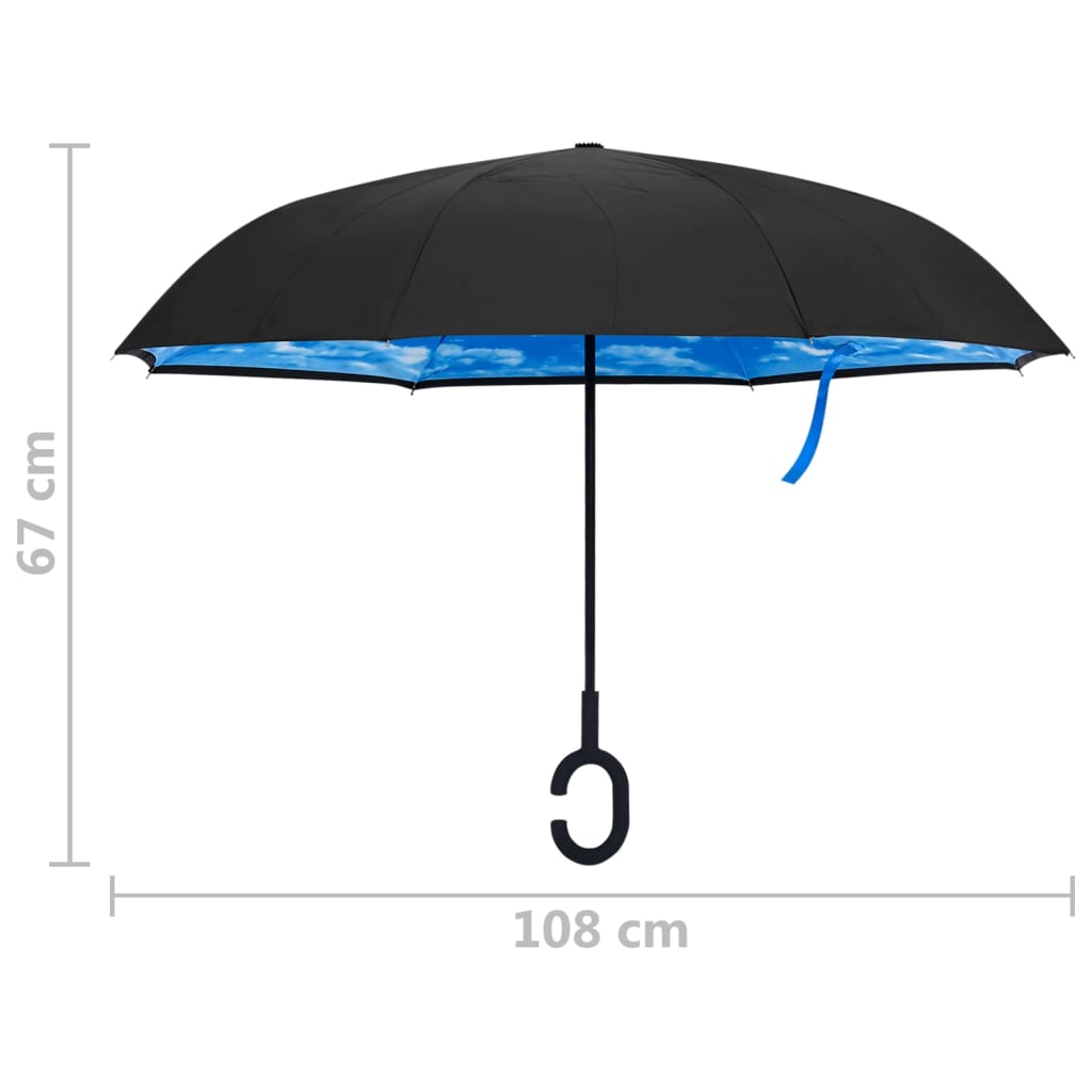 Parapluie à poignée en C Noir 108 cm