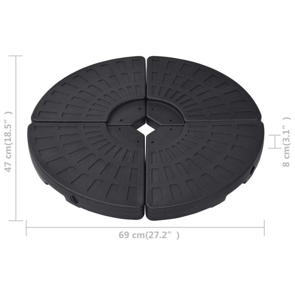 Sonnenschirmständer Fächerförmig 4 Stk. Schwarz
