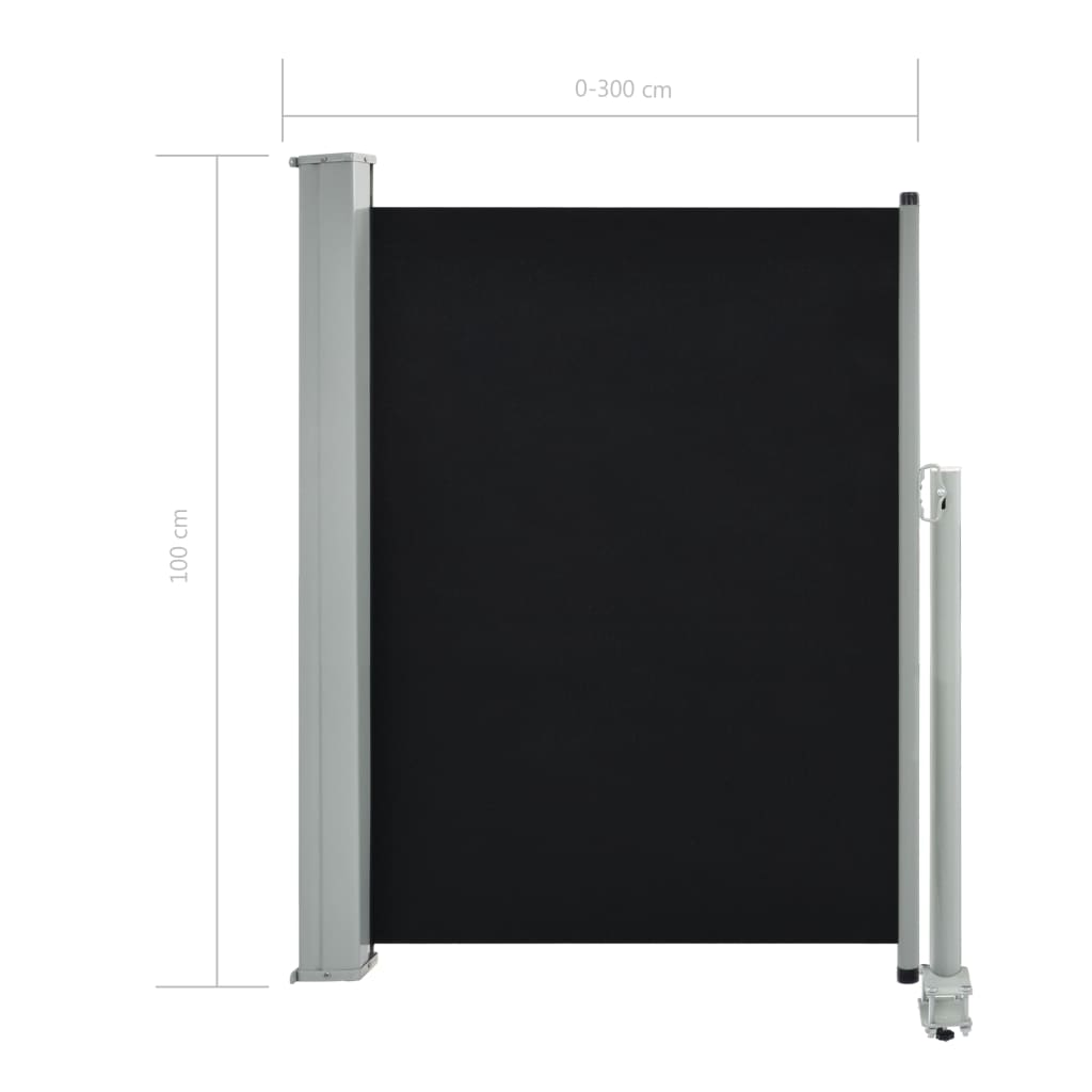 Ausziehbare Seitenmarkise 100 x 300 cm Schwarz