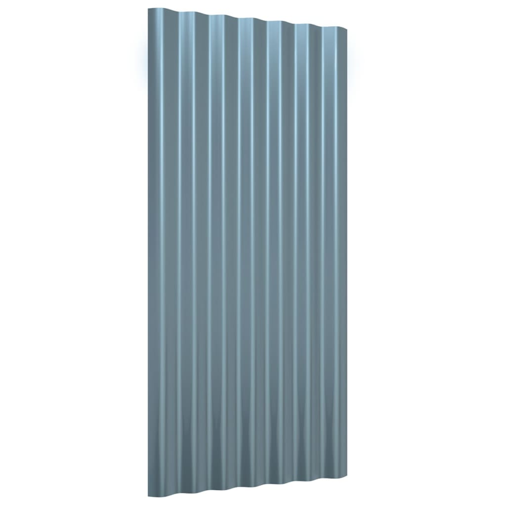 Roof Panels 12 pcs Powder-coated Steel Grey 80x36 cm
