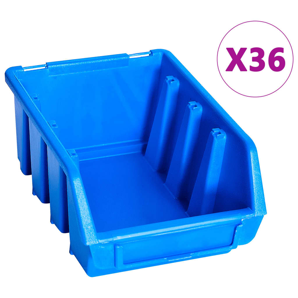 96-tlg. Behälter-Set für Kleinteile mit Wandplatten Blau