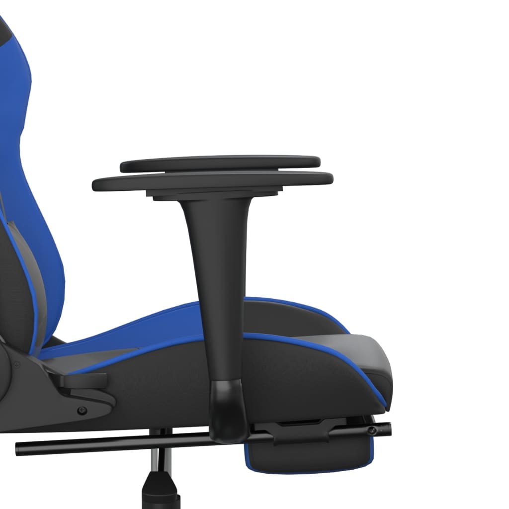 Chaise de jeu avec repose-pied Noir et bleu Similicuir