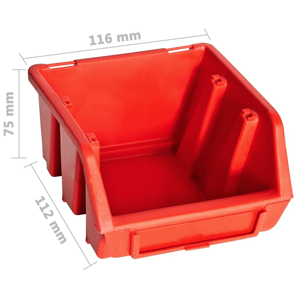 32-tlg. Behälter-Set für Kleinteile mit Wandplatten Rot Schwarz