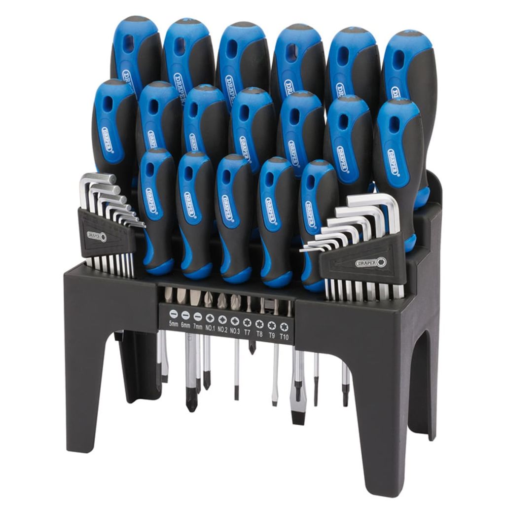 Draper Tools 44 Piece Screwdriver, Hex Key, and Bit Set Blue 81294