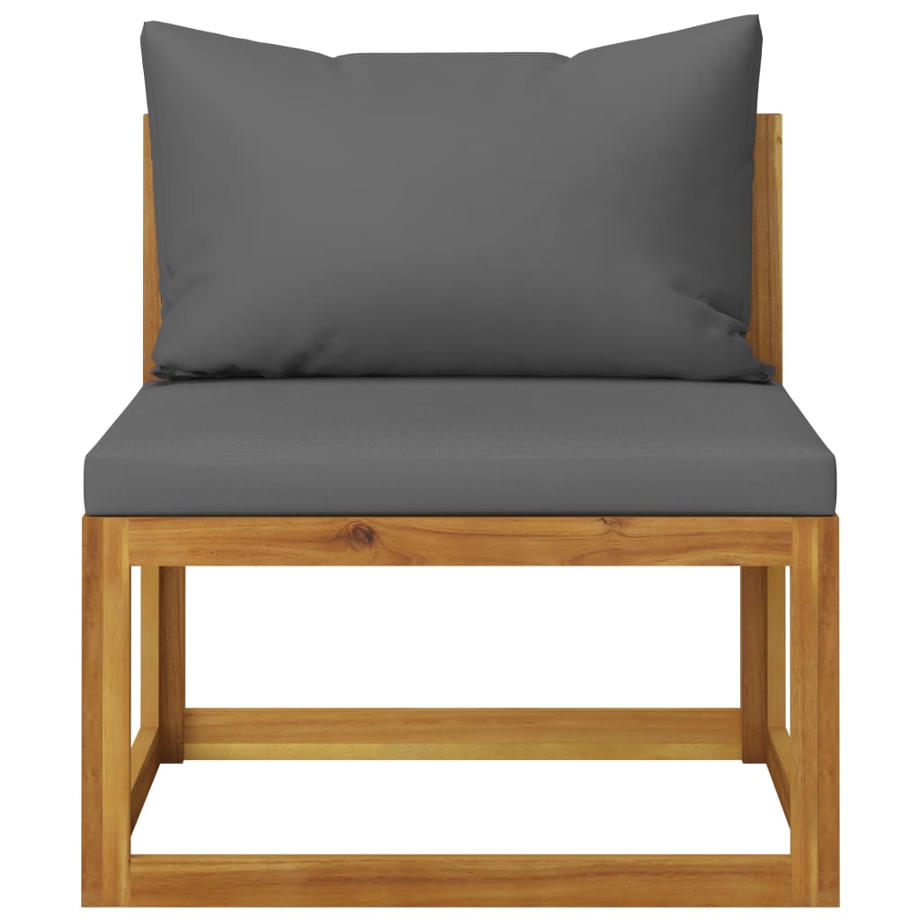2 Piece Sofa Set with Dark Grey Cushions Solid Acacia Wood
