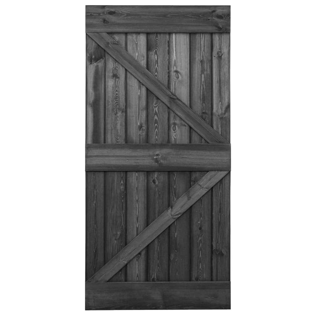 Door 100x210 cm Solid Pine Wood Black