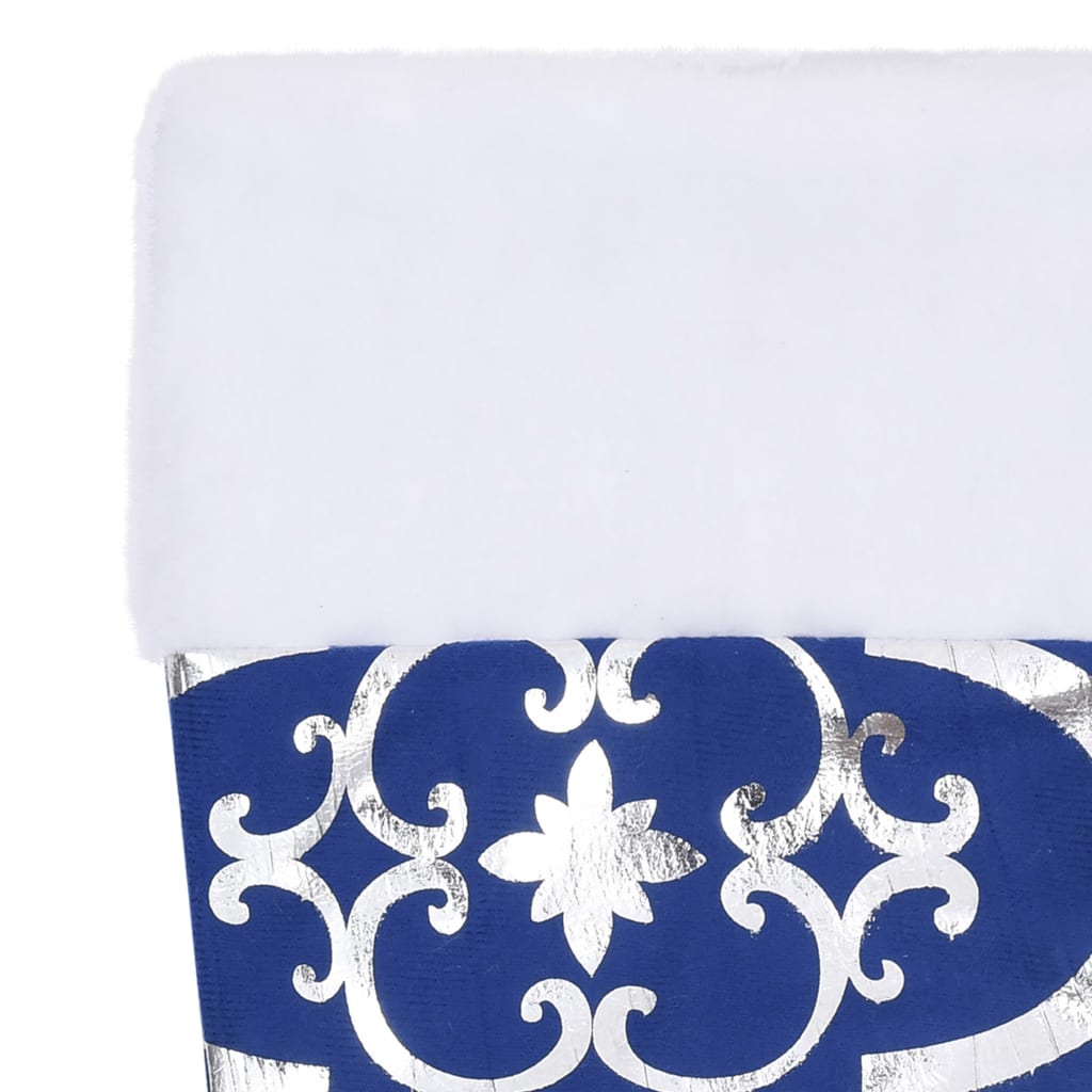 Luxury Christmas Tree Skirt with Sock Blue 122 cm Fabric