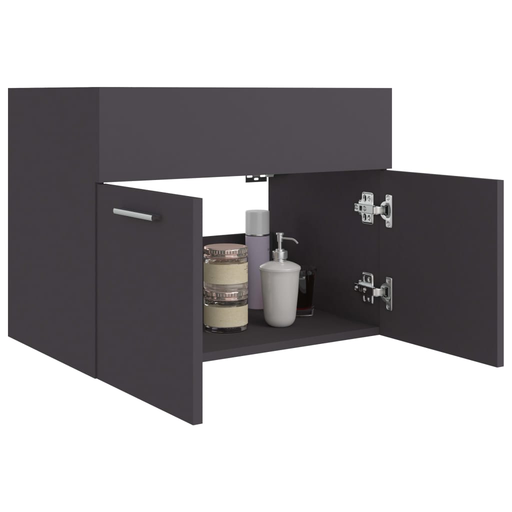 Sink Cabinet Grey 60x38.5x46 cm Engineered Wood