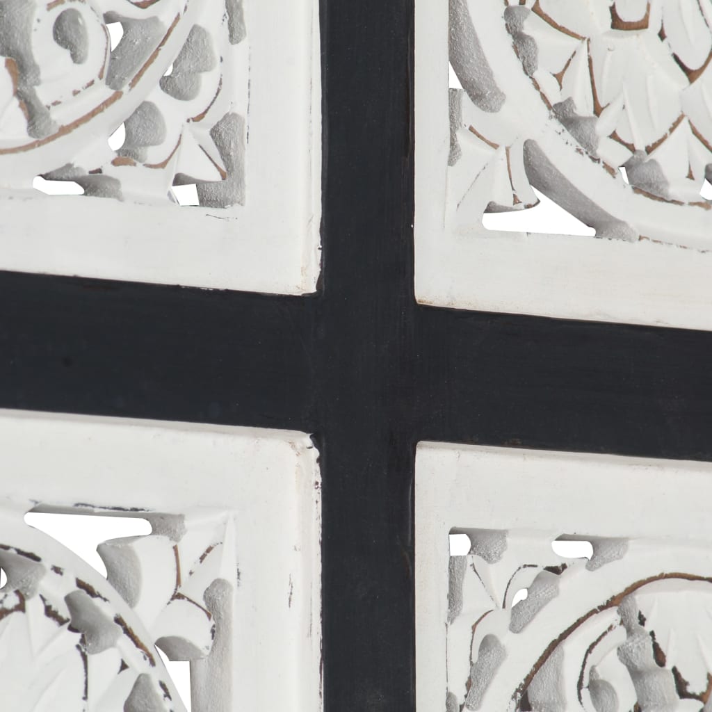 Hand-Carved Wall Panel MDF 40x40x1.5 cm Black and White