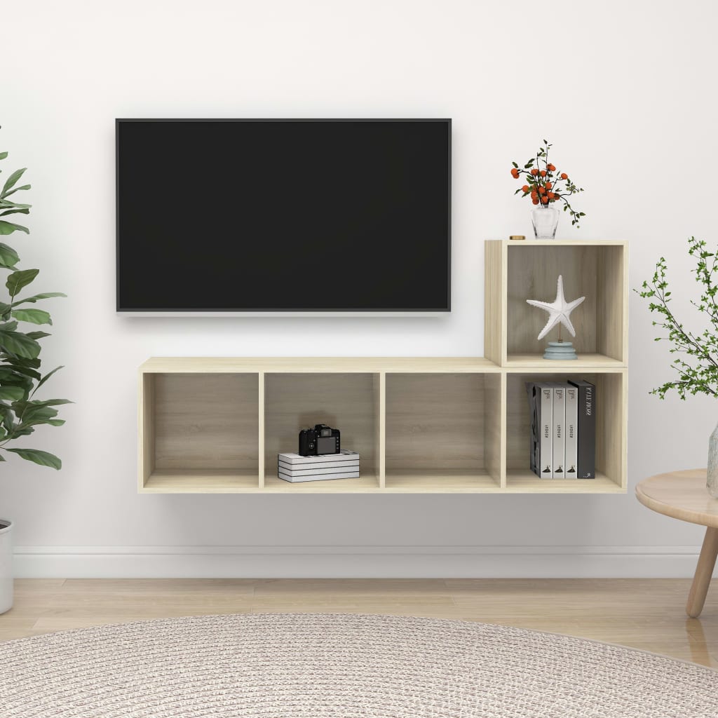 2 Piece TV Cabinet Set Sonoma Oak Engineered Wood