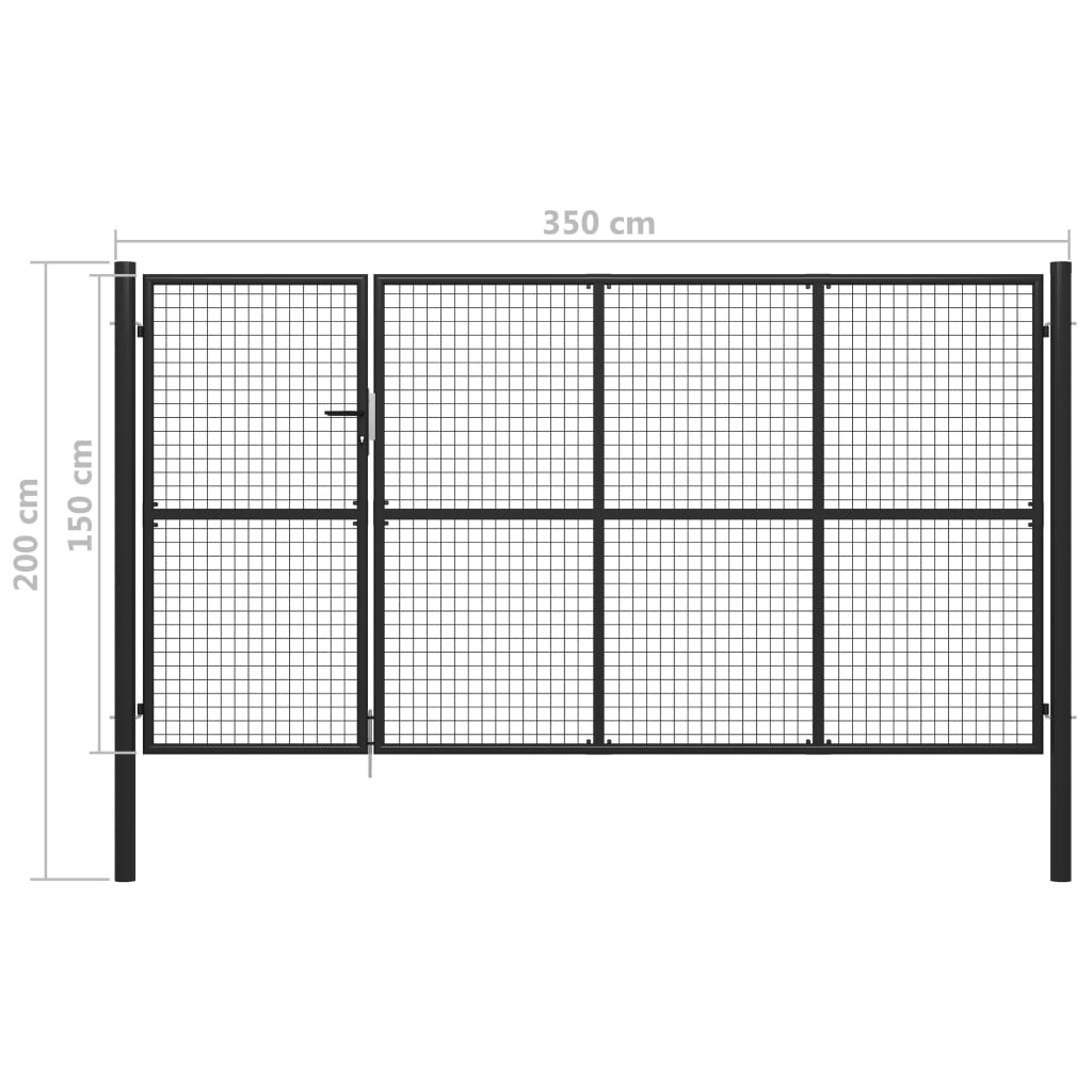 Gartentor Stahl 350 x 150 cm Anthrazit