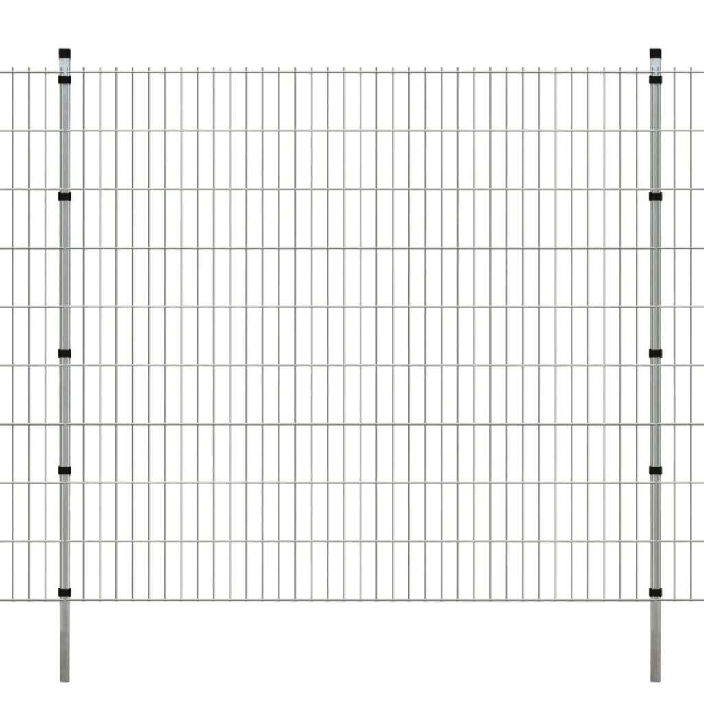 2D Garden Fence Panel & Posts 2008x1830 mm 2 m Silver