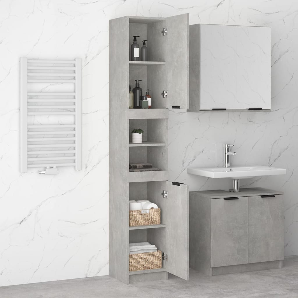 Bathroom Cabinet Concrete Grey 32x34x188.5 cm Engineered Wood