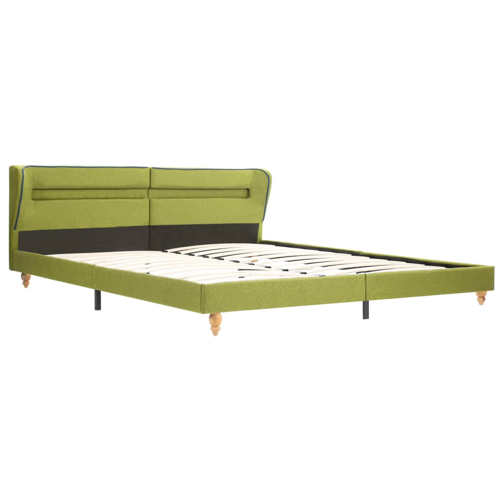 Bett mit LED und Matratze Grün Stoff 180×200 cm