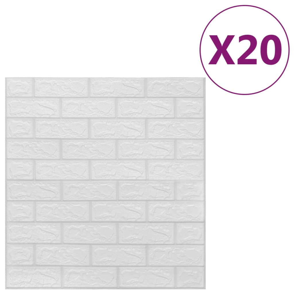 3D Wallpaper Bricks Self-adhesive 20 pcs White