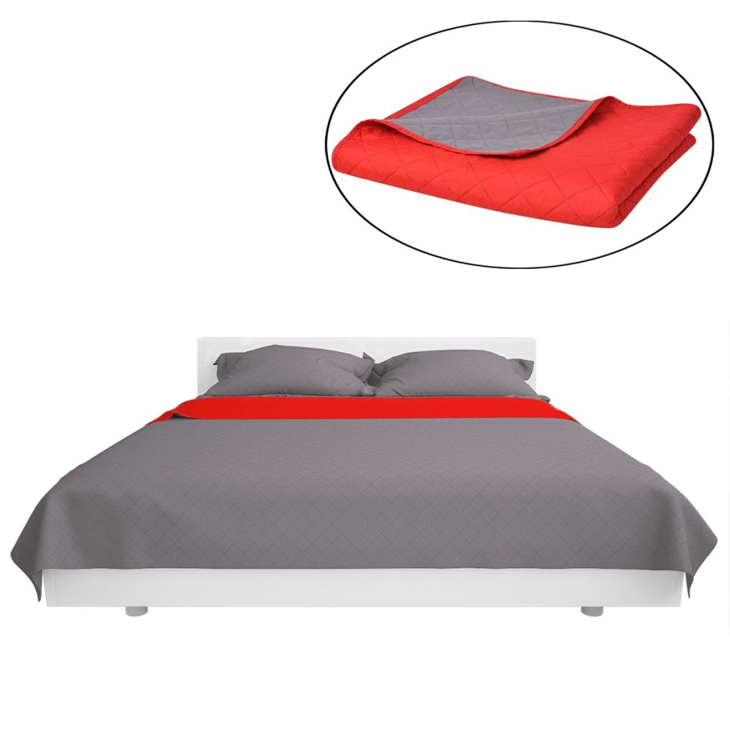 131555 Double-sided Quilted Bedspread Red and Grey 170x210 cm