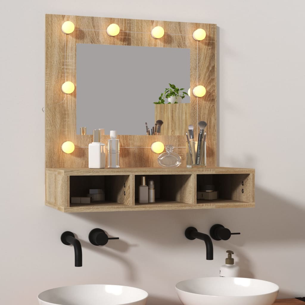 Armoire à miroir avec LED Chêne sonoma 60x31,5x62 cm