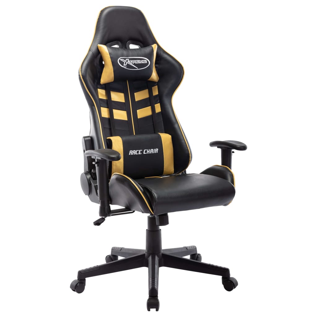 Gaming Chair Black and Gold Artificial Leather